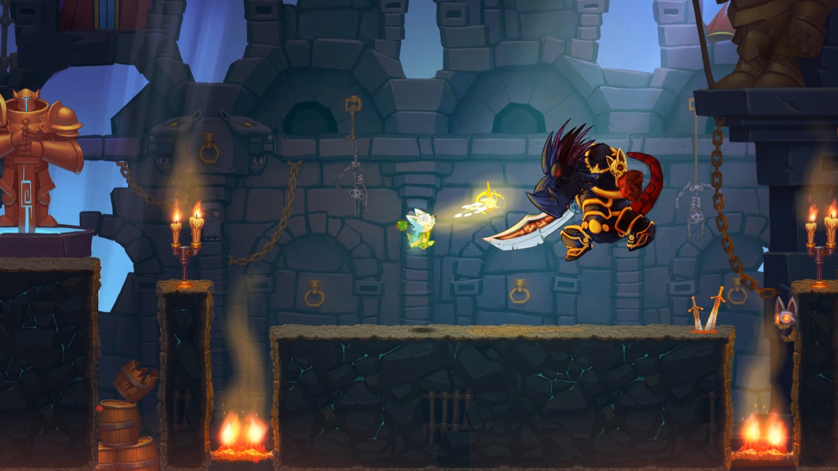 Epic boss fight in a dungeon