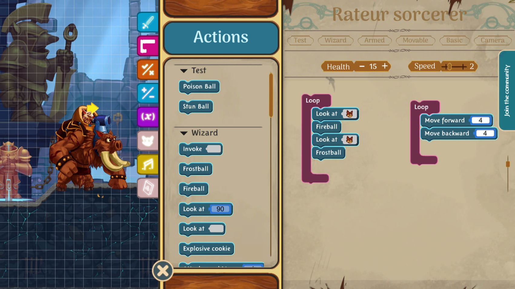 Behavior blocks editor
